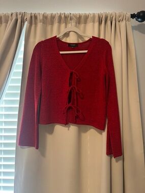 Studio Red Tie-Front Cardigan Sweater
